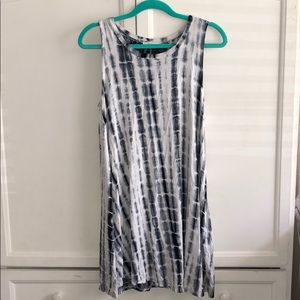 blue white tie dye sleeveless dress